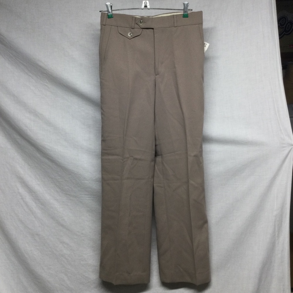 VTG 70s Men’s American Craftmen Classic Trousers Tan Polyester Deadstock Sz30x28